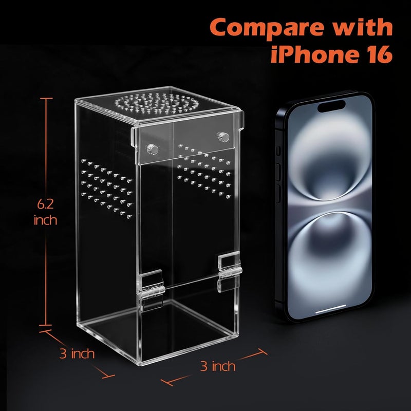 AZV Jumping Spider Enclosure Escape Proof Praying Mantis Habitat Arboreal Tarantula Terrarium with Magnetic Opening Door Baby Spider House Fully Transparent Acrylic Reptile Tank Insect Cage Bug Cribs - Image 5